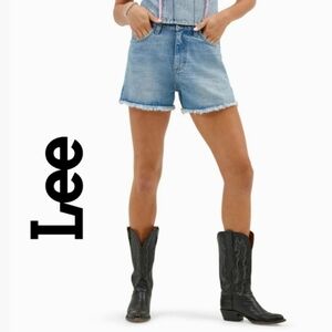 NEW Vintage Y2K Riveted by Lee High Waisted Raw Hem Cutoff Jean Shorts
